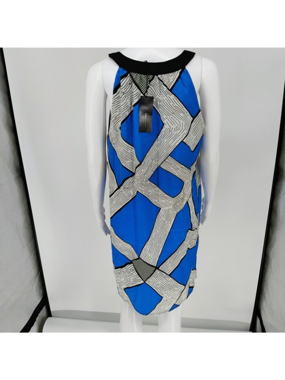 NWT BCBGMAXAZIRA Women's Blue White Sleeveless Shift Dress (Size Large) - Picture 3 of 16